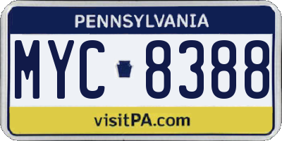 PA license plate MYC8388