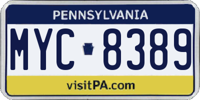 PA license plate MYC8389