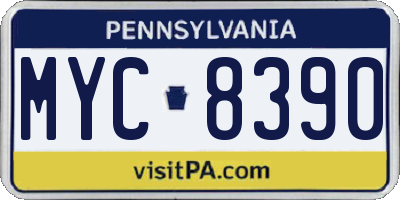 PA license plate MYC8390