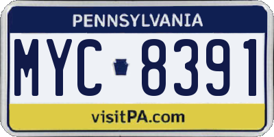 PA license plate MYC8391