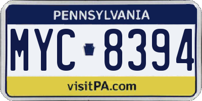 PA license plate MYC8394