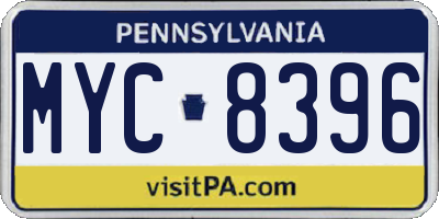 PA license plate MYC8396