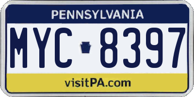 PA license plate MYC8397