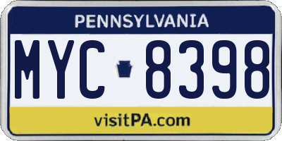 PA license plate MYC8398