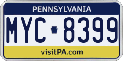 PA license plate MYC8399