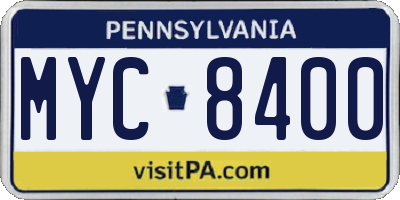 PA license plate MYC8400