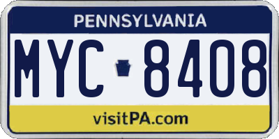 PA license plate MYC8408
