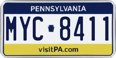 PA license plate MYC8411