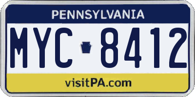 PA license plate MYC8412