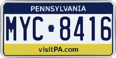 PA license plate MYC8416
