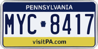PA license plate MYC8417