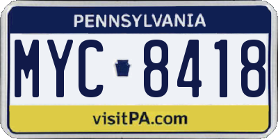 PA license plate MYC8418