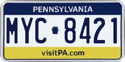 PA license plate MYC8421