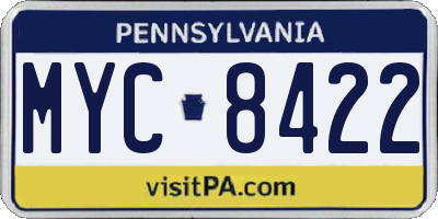 PA license plate MYC8422