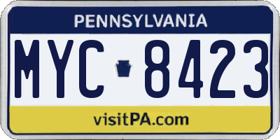 PA license plate MYC8423