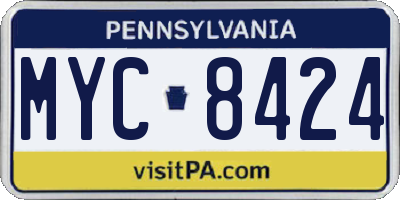 PA license plate MYC8424