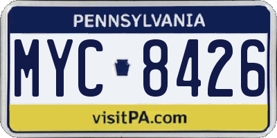 PA license plate MYC8426