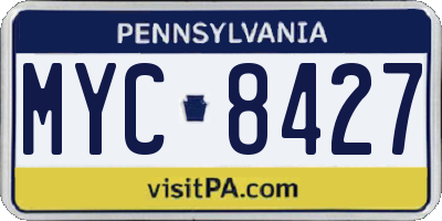 PA license plate MYC8427
