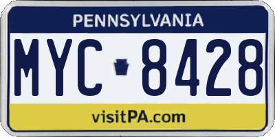 PA license plate MYC8428