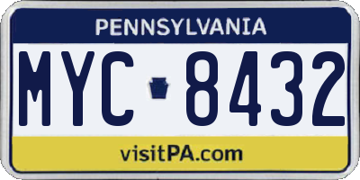 PA license plate MYC8432