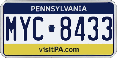 PA license plate MYC8433