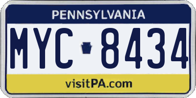 PA license plate MYC8434