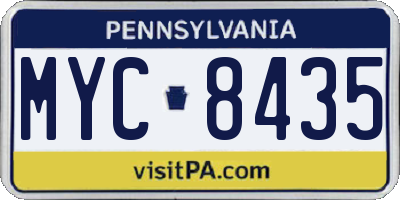 PA license plate MYC8435