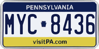 PA license plate MYC8436