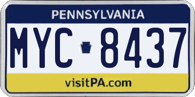 PA license plate MYC8437