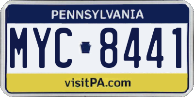 PA license plate MYC8441