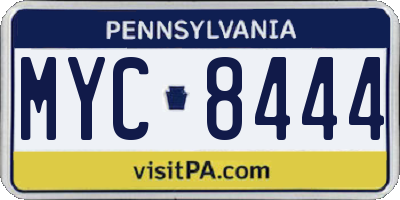 PA license plate MYC8444