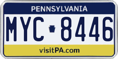 PA license plate MYC8446
