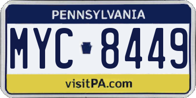 PA license plate MYC8449