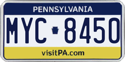 PA license plate MYC8450