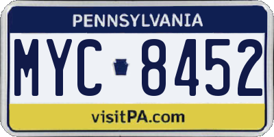 PA license plate MYC8452