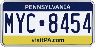 PA license plate MYC8454