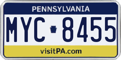PA license plate MYC8455