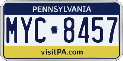 PA license plate MYC8457