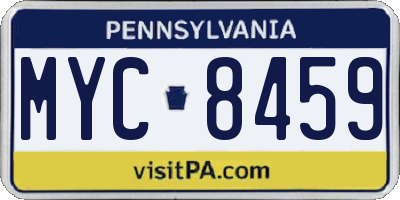 PA license plate MYC8459