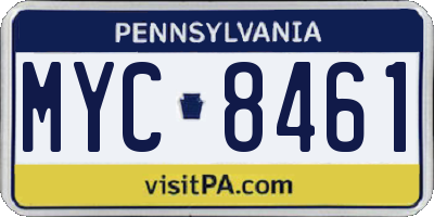 PA license plate MYC8461