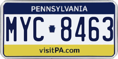 PA license plate MYC8463