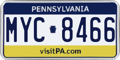 PA license plate MYC8466