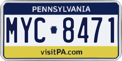 PA license plate MYC8471