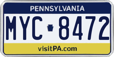 PA license plate MYC8472