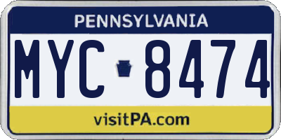 PA license plate MYC8474