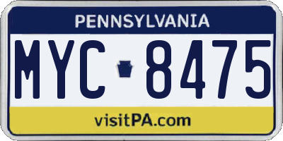 PA license plate MYC8475