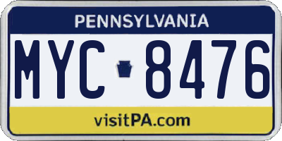 PA license plate MYC8476