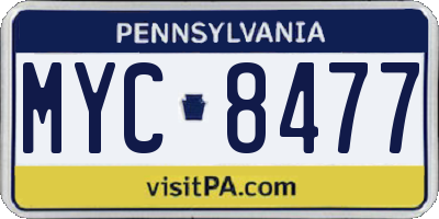 PA license plate MYC8477