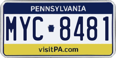 PA license plate MYC8481