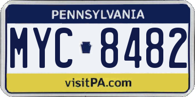 PA license plate MYC8482